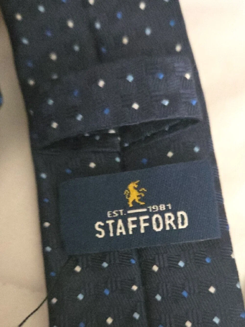 Stafford Navy Polka Dot Tie